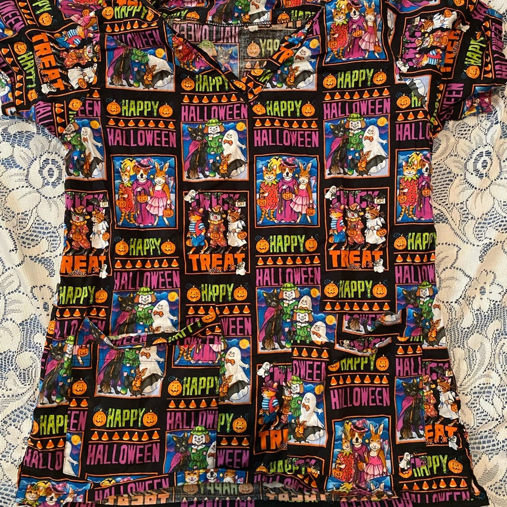 Halloween scrub top